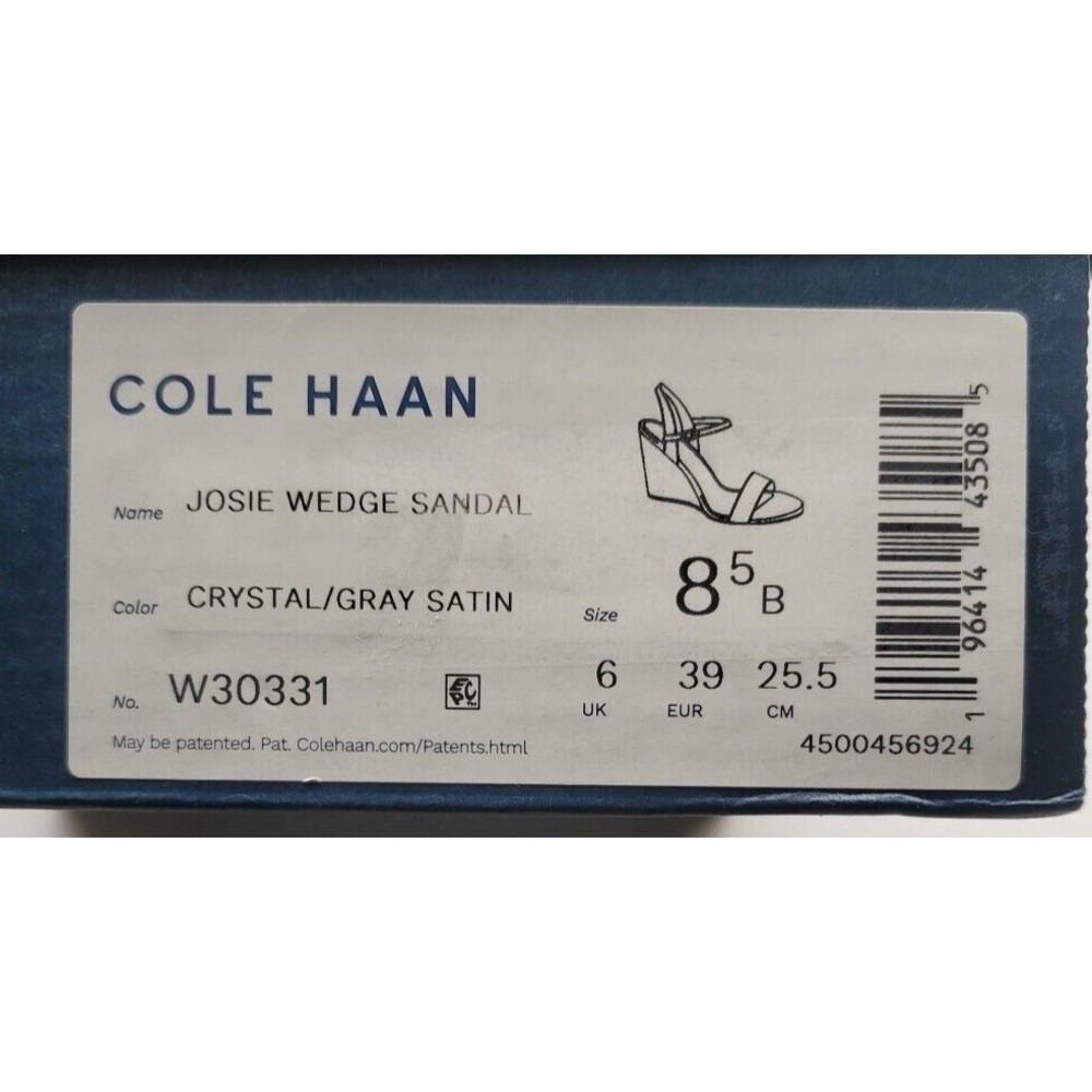 Cole Haan Josie Wedge Heel Sandals Crystal Gray Satin W30331 Women's Sz 8.5B NEW - Picture 11 of 11